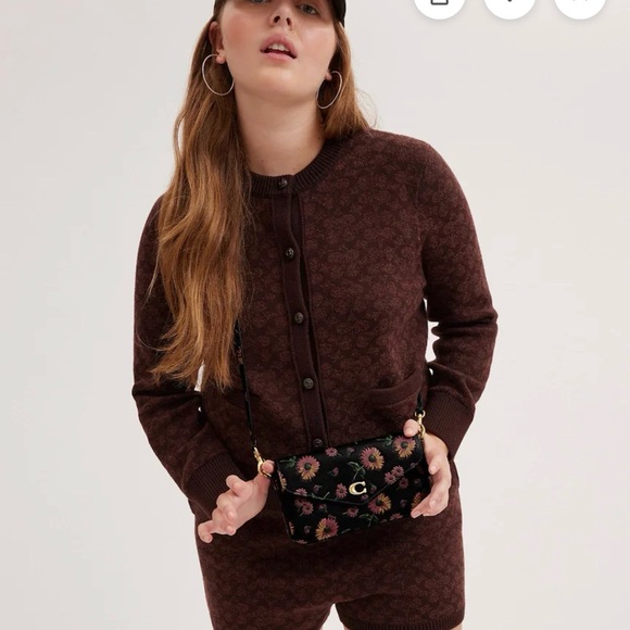 Coach WYN Floral Black Leather Crossbody Bag - Picture 6 of 6